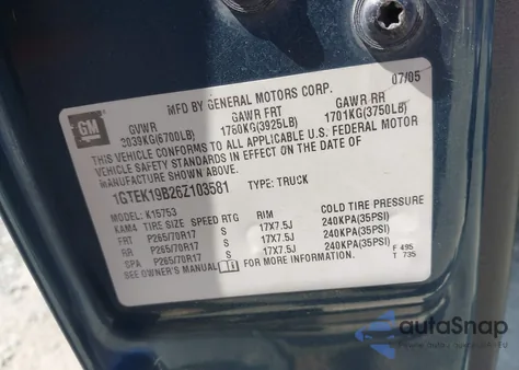 2006 GMC Sierra 1500 Sle1 from USA, damaged, VIN 1GTEK19B26Z103581